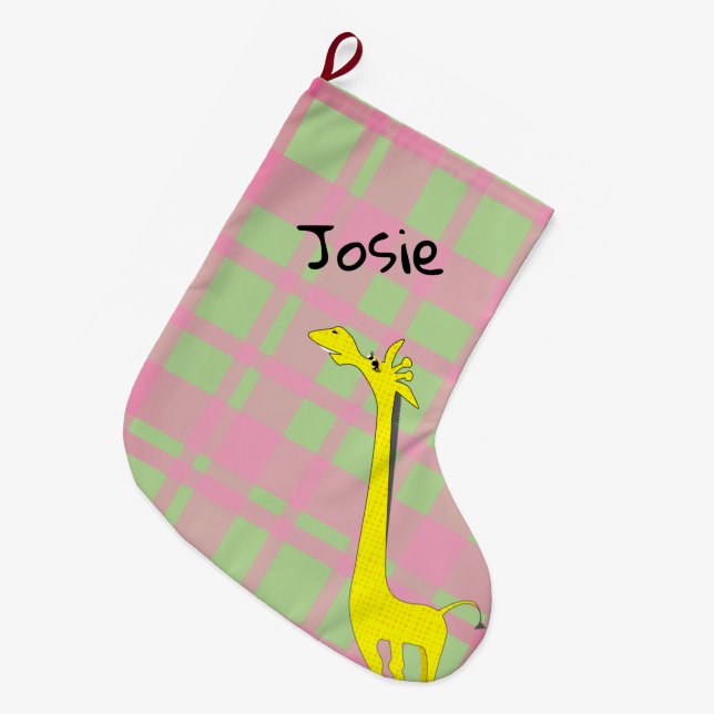 Meia De Natal Grande Cartoon Giraffe (Frente (Pendurada))