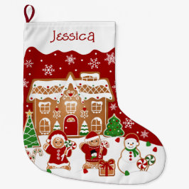 Meia De Natal Grande Casa de Biscoito de Gengibre