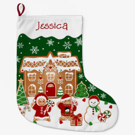 Meia De Natal Grande Casa de Biscoito de Natal
