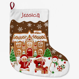 Meia De Natal Grande Casa de Biscoito de Natal