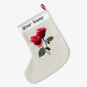 Meia De Natal Grande Casal de Rosas