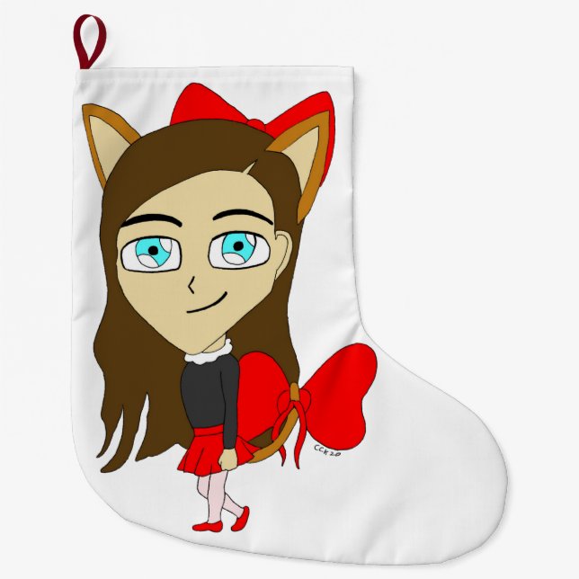 Meia De Natal Grande catgirl chibi (Frente)