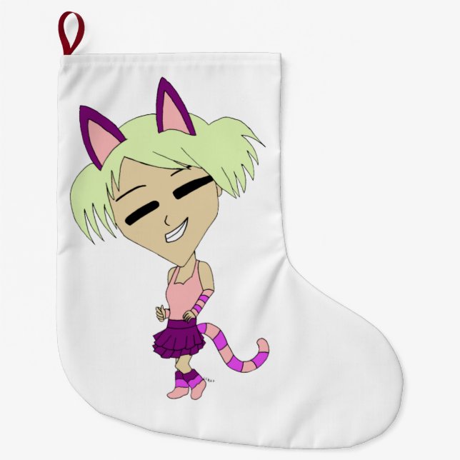 Meia De Natal Grande catgirl chibi (Frente)