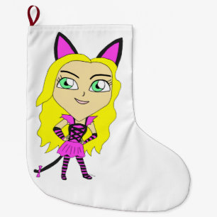 Meia De Natal Grande catgirl chibi