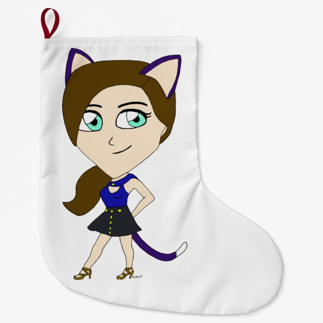 Meia De Natal Grande catgirl chibi (Frente)