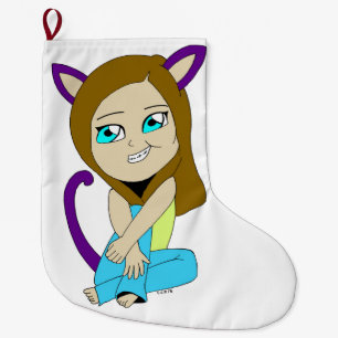 Meia De Natal Grande catgirl chibi