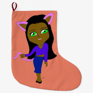Meia De Natal Grande catgirl chibi