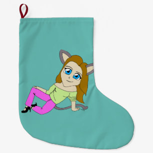 Meia De Natal Grande catgirl chibi