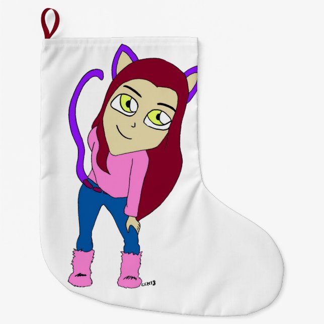 Meia De Natal Grande catgirl chibi (Frente)