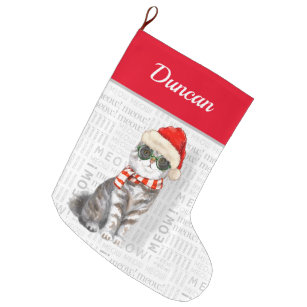 Meia De Natal Grande Cat's Name Scottish Fold Cat Christmas