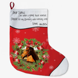 Meia De Natal Grande Cavalo Caro Papai noel seu nome FOTO Round Frame R