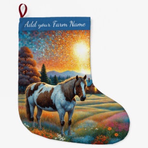 Meia De Natal Grande Cavalos na Fazenda