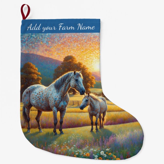 Meia De Natal Grande Cavalos na Fazenda (Frente)