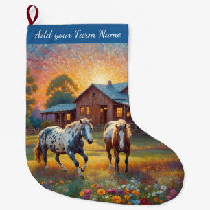 Meia De Natal Grande Cavalos na Fazenda