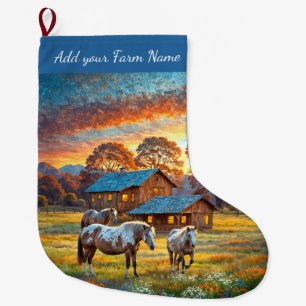 Meia De Natal Grande Cavalos na Fazenda