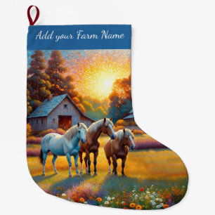 Meia De Natal Grande Cavalos na Fazenda