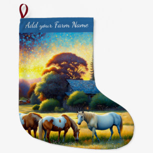 Meia De Natal Grande Cavalos na Fazenda