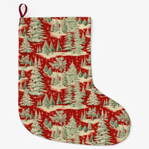 Meia De Natal Grande Cena de Natal Vintage Retro
