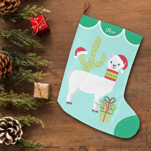 Meia De Natal Grande Chapéu Branco Llama Santa