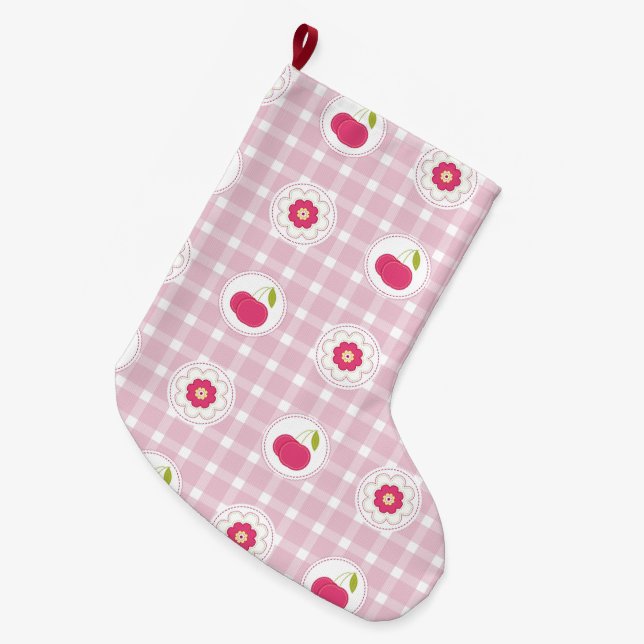Meia De Natal Grande Cherry Picnic Stocking (Frente (Pendurada))