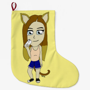 Meia De Natal Grande Chibi Catgirl