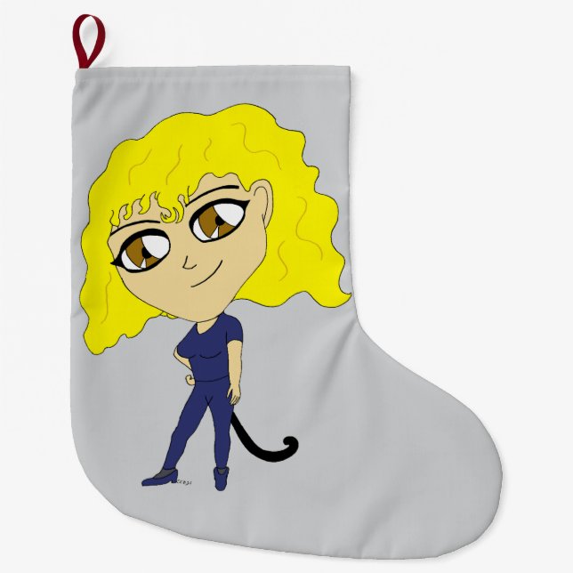 Meia De Natal Grande Chibi com uma cauda de gato (Frente)