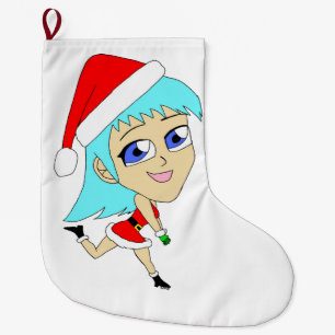 Meia De Natal Grande chibi de férias