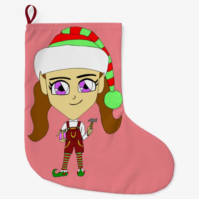 Meia De Natal Grande chibi elf (Frente)