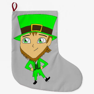 Meia De Natal Grande chibi leprechaun