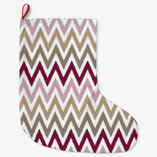 Meia De Natal Grande Chic Pink Dourado Chevron