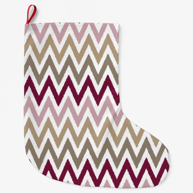 Meia De Natal Grande Chic Pink Dourado Chevron (Frente)