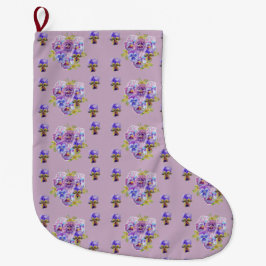 Meia De Natal Grande Chique Floral Purple Lilac — Estoque de Natal