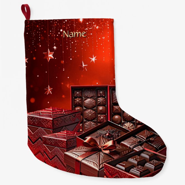 Meia De Natal Grande Chocolate Candy Holiday Stocking (Frente)