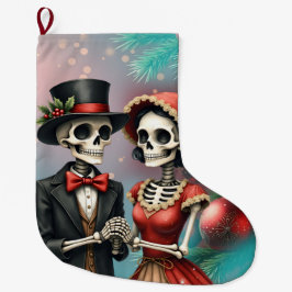Meia De Natal Grande Christmas Bone Romance, A festive skeleton couple.