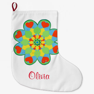 Meia De Natal Grande Christmas Heart Mandala