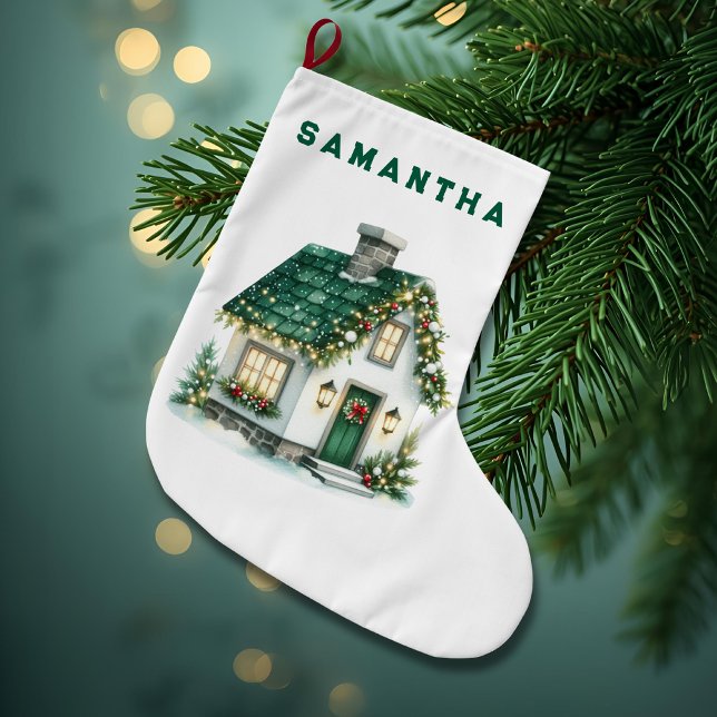 Meia De Natal Grande Christmas Home with Lights Kids Stocking (Criador carregado)