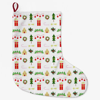 Meia De Natal Grande Christmas icons pattern in festive grid