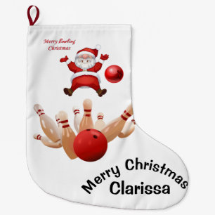 Meia De Natal Grande Christmas Stocking,  Santa Bowling