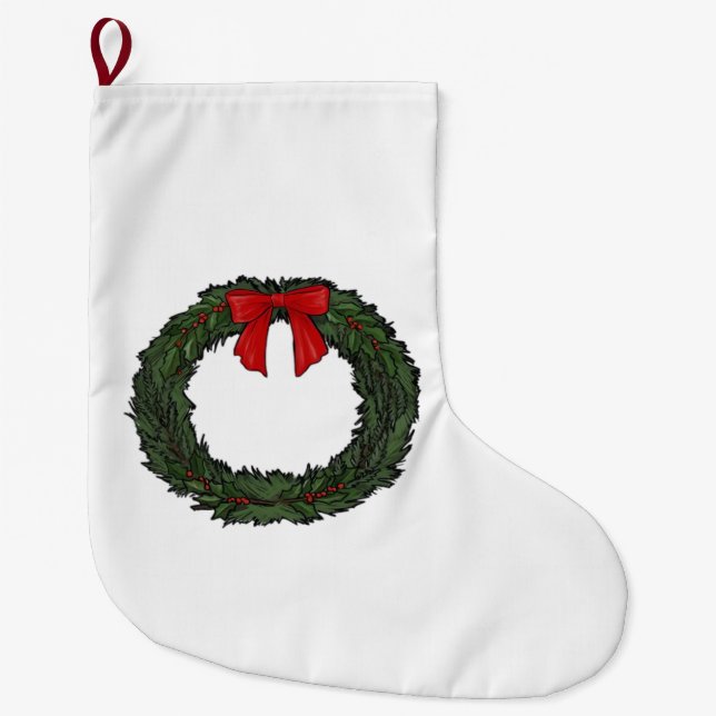 Meia De Natal Grande Christmas Wreath Classic (Frente)
