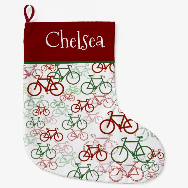 Meia De Natal Grande Ciclismo personalizado de natal (Frente)