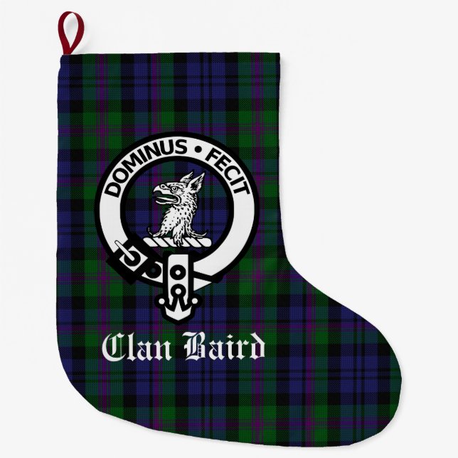 Meia De Natal Grande Clan Baird Crest Tartan Personalizável (Frente)