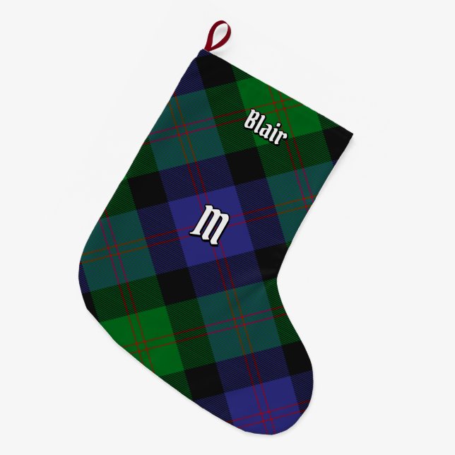 Meia De Natal Grande Clan Blair Tartan Christmas Stocks (Frente (Pendurada))