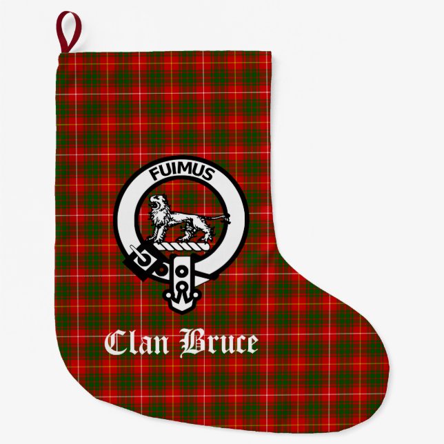 Meia De Natal Grande Clan Bruce Crest & Tartan Personalizável (Frente)