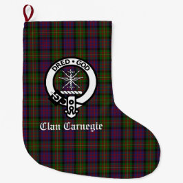 Meia De Natal Grande Clan Carnegie Crest Crachá e Tartan personalizável