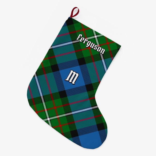 Meia De Natal Grande Clan Ferguson Tartan Christmas Stocking (Frente (Pendurada))
