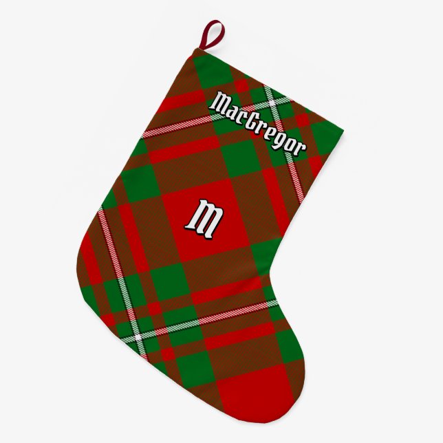 Meia De Natal Grande Clan Gregor Tartan Christmas Stocks (Frente (Pendurada))