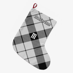 Meia De Natal Grande Clan MacFarlane Black and White Tartan