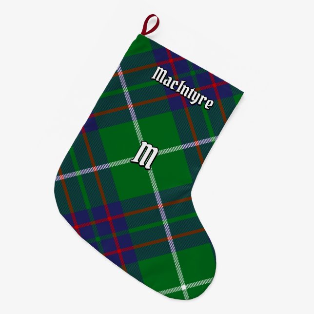 Meia De Natal Grande Clan MacIntyre Hunting Tartan Christmas Stocking (Frente (Pendurada))