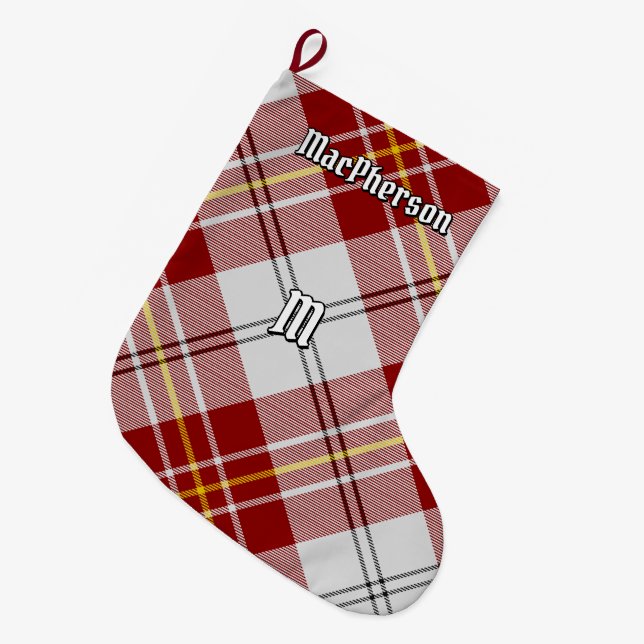 Meia De Natal Grande Clan MacPherson Red Dress Tartan (Frente (Pendurada))