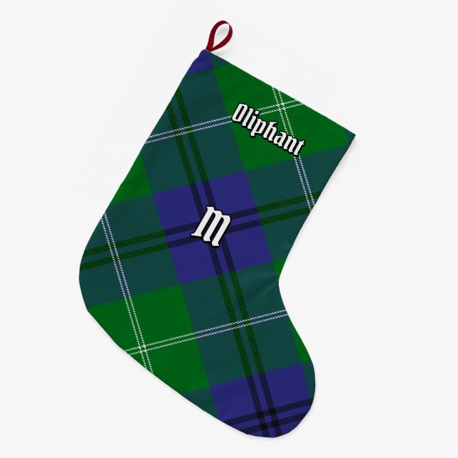 Meia De Natal Grande Clan Oliphant Tartan Christmas Stocks (Frente (Pendurada))